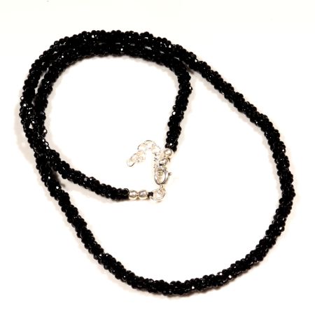 Black Spinel beaded Necklace Three layer gemstone necklace, 925 Sterling silver jewelry